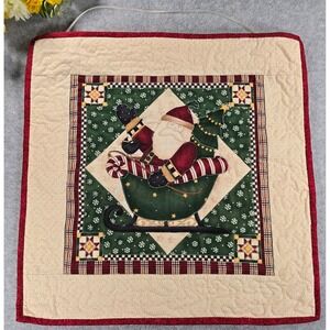 Vintage Y2K Handmade Quilted Christmas Wall Hanging Santa Debbie Mumm Cozy Decor